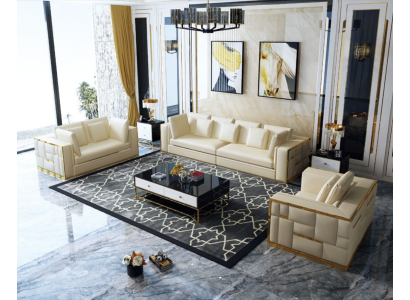 Design Sofa Couch Upholstery Seat Suite 3+2+1+ Chaise Longue Leather Luxury
