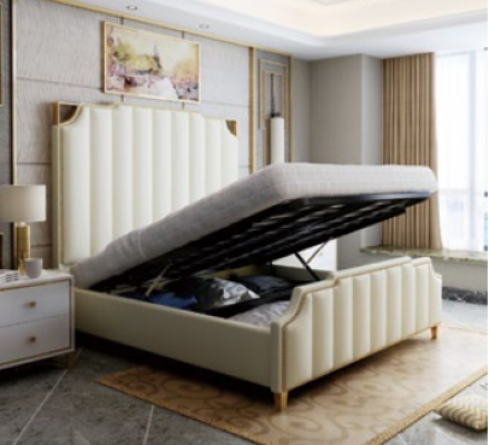 Designer Double bed Bed Hotel Luxury Bedroom 180x200cm Leather Metal