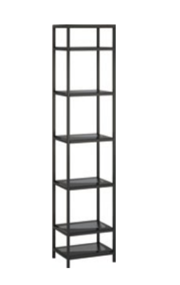 Shelf Glass Metal Standing Shelf in Modern Design in Black Living Room
