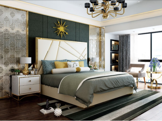 Designer Double bed Bed Hotel Decoration Luxury Bedroom 180/200x200cm Leather