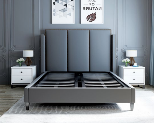 Luxury Leather Bed Metal Gold Design Beds Upholstery Hotel 180x200cm