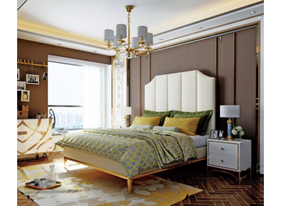 Bed Upholstery Decorative Design Luxury Double Hotel Beds Sleep Room Leather