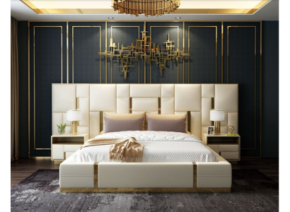 Hotel Bed Luxury Design Beds Upholstery Decoration Metal Leather Bedroom XXL