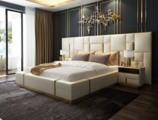 Hotel Bed Luxury Design Beds Upholstery Decoration Metal Leather Bedroom XXL