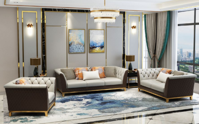 Sofa Couch Suite Seat Upholstery Complete Set 3+2+1 Sofas Design Chesterfield