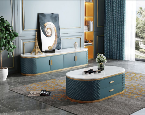 High-quality Living room Coffee tables - Oval Designer stainless steel Table Luxury