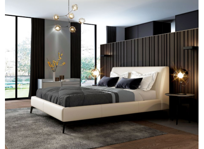 Double bed Beds Design Bed Leather Upholstery Bedroom Marriage Italian