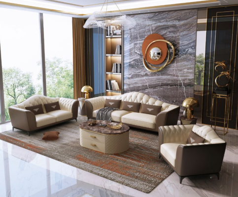 Complete set sofa set 3+2+1 design leather sofa leather suite couches