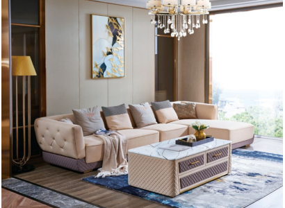 Corner sofa Sofa Couch Upholstery Corner Seat Living landscape Suite 2pcs.