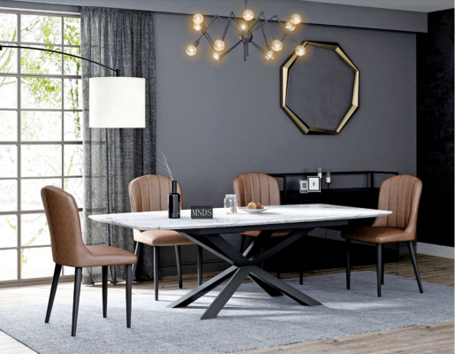 Dining room Design Furniture Chair group Table + 4 Leaning Chairs 5 pcs. set
