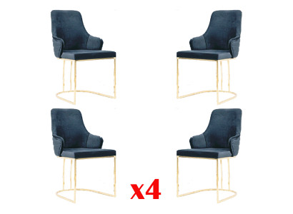 Chair group 4x Chairs Chair Fabric Blue Chairs Furniture Group Dining room