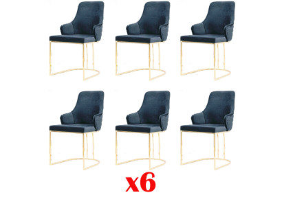 Group Chairs Suite Textile stainless steel Upholstered Dining room 6 Chairs