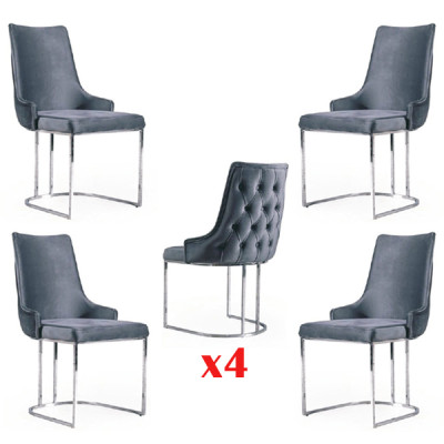Suite 4x Chairs Modern Upholstery Design Chair Group Wood Dining Chair
