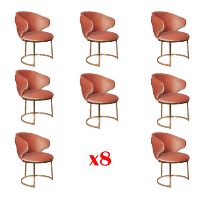 Dining room Textile Set 8x Design Chair Metal Armchair Suite Chairs
