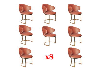 Dining room Textile Set 8x Design Chair Metal Armchair Suite Chairs