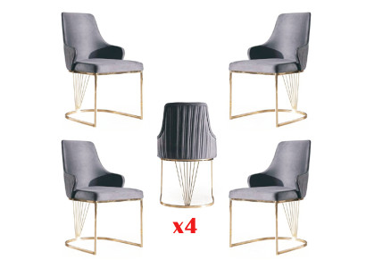 Group Set 4x Armchair Chair Design Fabric Upholstery Chairs Gastro Dining room