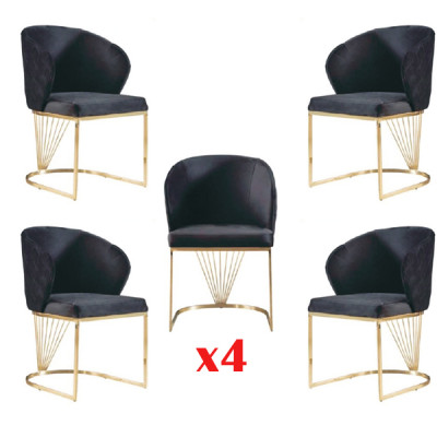 Dining room Set Dining set Modern stainless steel 4tlg Set Chair Suite 4x Chairs new