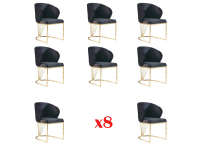 Set 8 Chair Group Armchair Upholstery Chairs Dining room Fabric Furniture Armchair