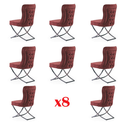 Design Chair Set 8 Textile Chairs Gastro Fabric Dining room Upholstery Group