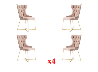 Set 4x Chesterfield Designer Solid wood Chair Dining room chair Designer