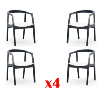 Set 4x Chair Design Wood Textile Upholstery Chairs Gastro Dining room Fabric
