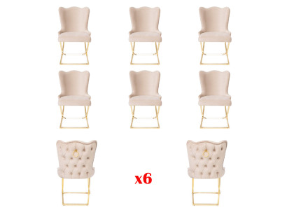 Design 6x Chairs Group Set Dining room Chair Suite Armchair Gastro