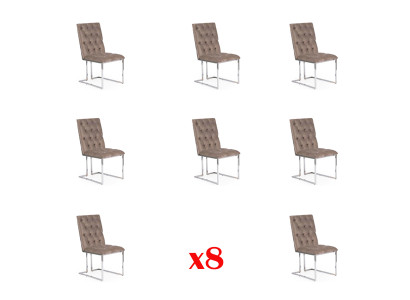 Set 8 Armchair Chair Designer Wood Textile Upholstery Chairs Dining room