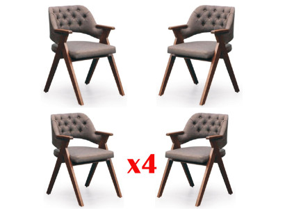 Suite 4x Chair Set Group Chesterfield Armchair Dining room Chairs Suite