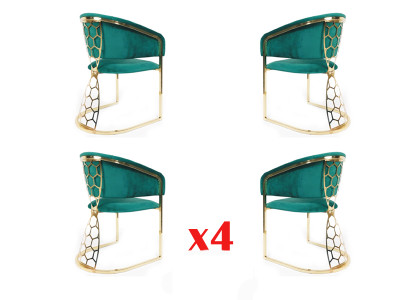 Dining room Restaurant Kitchen Group Armchair 4x Lounge Armchair upholstered chairs