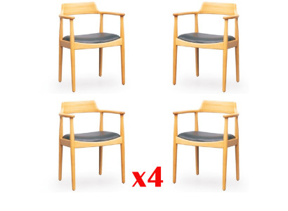 Dining room Chairs Wood Design Armchair Upholstery Set 4x Chairs Chair Textile Groups