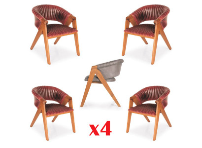 Suite 4x Chairs Modern Upholstery Design Groups Wood Dining Chair Room