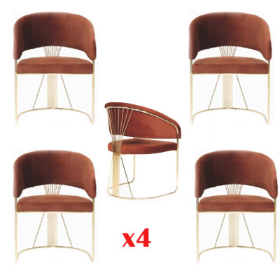 Group Fabric Lehn Dining room Restaurant Armchair Chair 4x Chairs Set