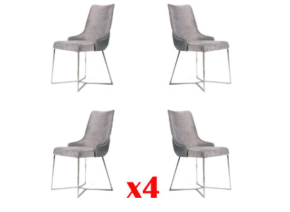 Group Chairs Suite Textile Fabric Wood Upholstered Dining room Chairs