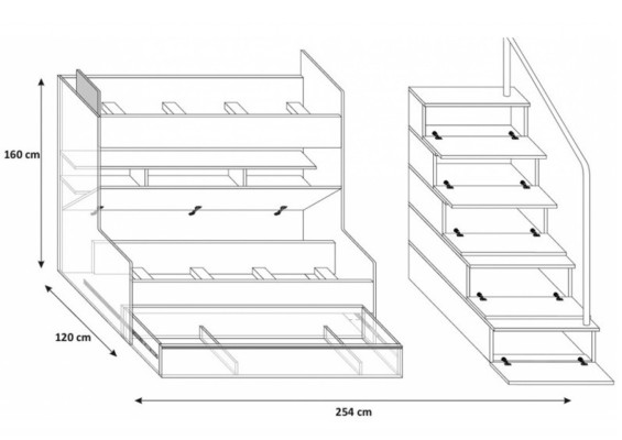 Black Double bunk bed Bunk Bed Childrens room Beds Loft bed High gloss Furniture