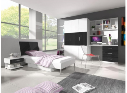 Childrens room 2-piece set loft bed wardrobe high gloss youth room furniture new