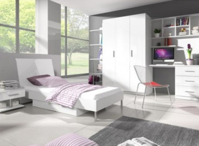 Bed + Bedside table - Bedroom Childrens room Furniture Beds White 2-piece set