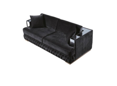 Three Seater Chesterfield Couch Black Sofas Textile Leather Sofa Couches