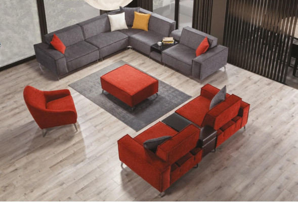 Corner sofa Couch Living landscape Gray Textile Couches Sofa Upholstery Corner suite new