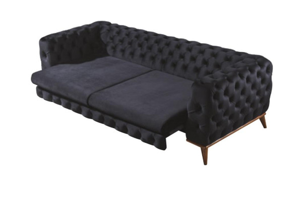 Sofa set Sofa 3+3+1 Seater Black Chesterfield Armchair Furniture