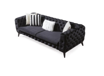 Sofa 3 Seater Black Luxury Furniture Chesterfield Sofa bed Bed 3er