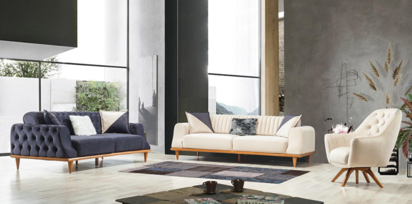 Sofa 3 Seater Beige Living room Elegant design Chesterfield Italian style