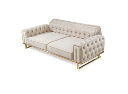 Sofa Beige 3 Seater Living room Luxury Design Chesterfield Italian