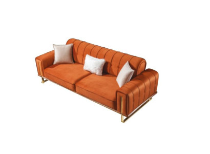 Sofa Orange 3 Seater Living room Luxury Chesterfield Italian