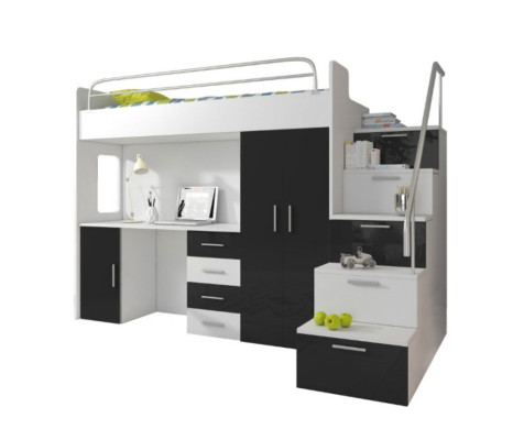 Double bunk bed Black Table Wardrobe Multifunction Bunk Loft bed Childrens room