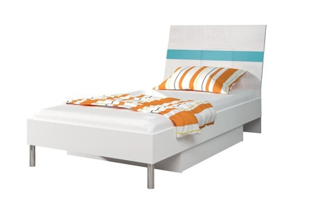 Bed + Bedside table Bedroom Youth Room Childrens room Set Furniture Blue 2pcs.