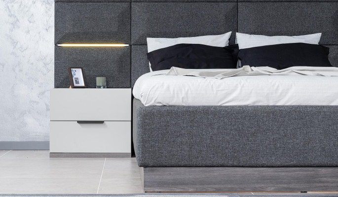 Bedroom Bed Bedside tables Wardrobe Chest of drawers with Mirror Furniture Set 5pcs
