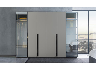 Elegant Bedroom Wardrobe Glass Cabinet Transparent Fronts Wardrobe