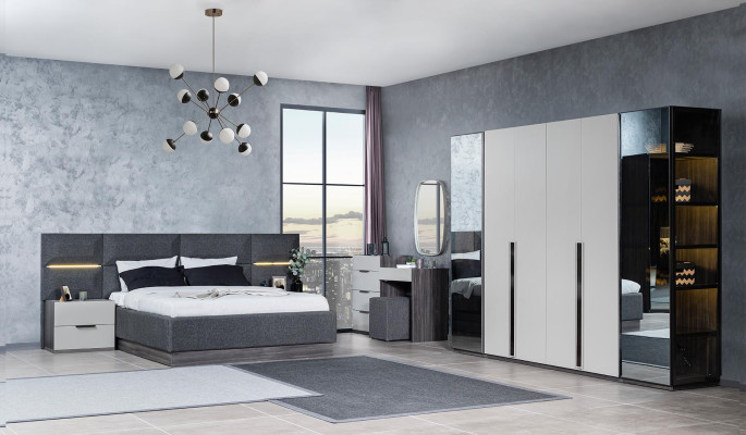 Elegant Bedroom Wardrobe Glass Cabinet Transparent Fronts Wardrobe