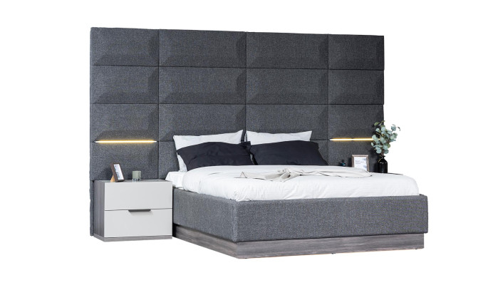 Gray Bedroom Set Complete Furniture Bed Wardrobe Bedside tables Furniture 5pcs Wood