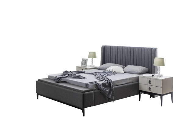 Bed Design Double bed Beds Upholstery Bedroom Furniture Hotel Bed Frame Grey